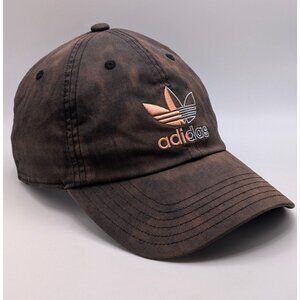 Adidas Trefoil Strap Back Hat Cap Black Peach Distressed Y2K Bleach Tie Dye VTG